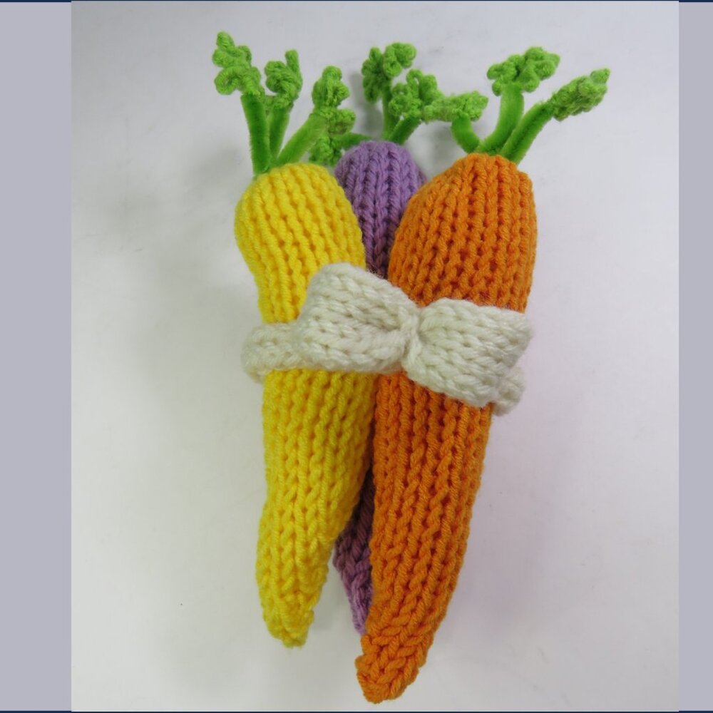 Easter Carrots Handcrafted made of yarn 9 1/2 in long Farmhouse